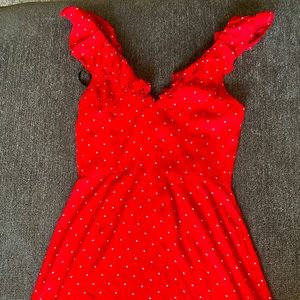 Red Dress with White Polka Dots. Size Medium. Forever 21